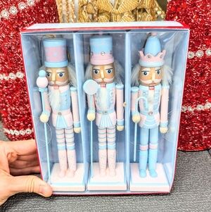New 3pc Pastel Christmas Nutcracker Ornaments